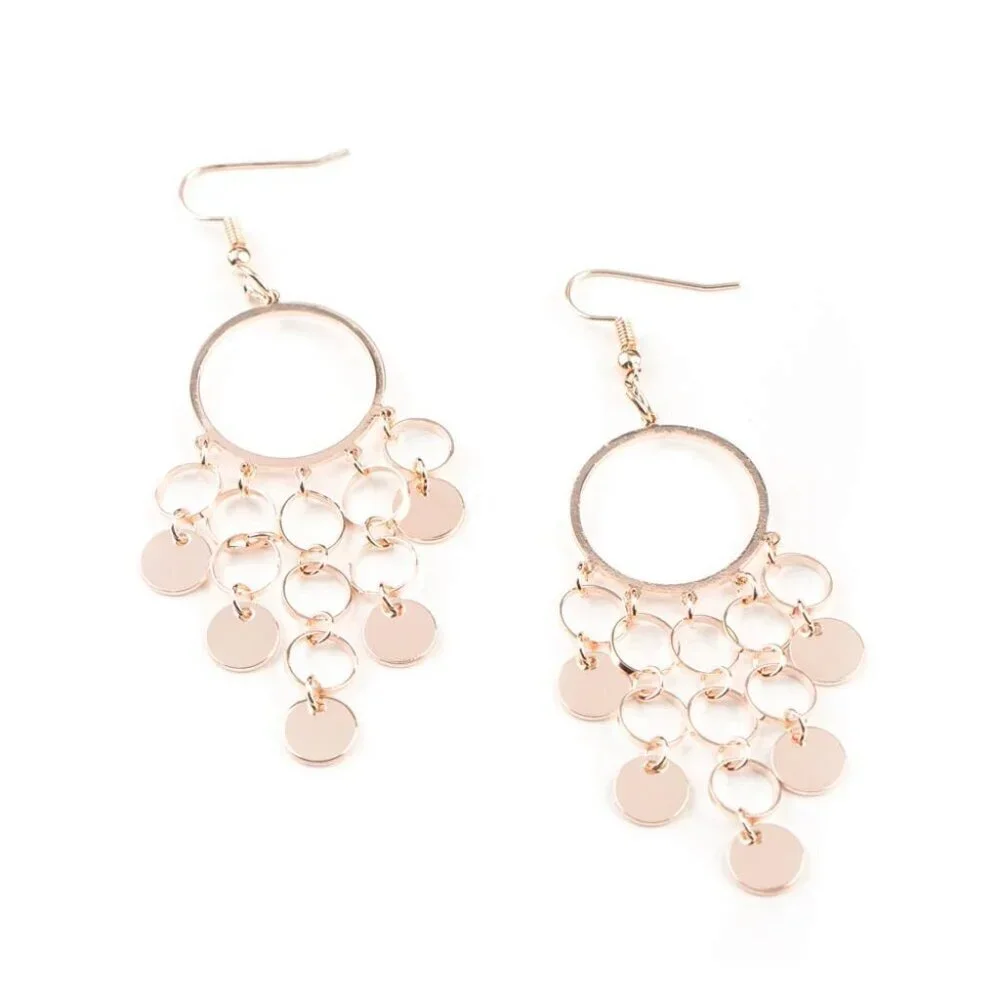Paparazzi Jewelry Accessories - Cyber Chime - Rose Gold Earrings - Vintage